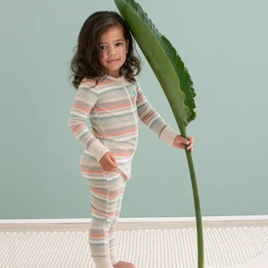 Barboteuse Laine Mérinos Rayures Olive