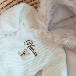 Combinaison pilote en maille blanche fourrure - personnalisable - plusieurs tailles -