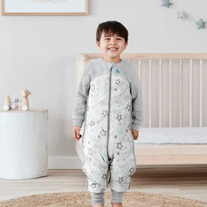 Love To Dream™ Pyjama Extra Chaud avec Étoiles en Coton Bio et Laine Mérinos Australienne Vert Menthe