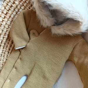 Combinaison pilote en maille camel fourrure - personnalisable - plusieurs tailles -