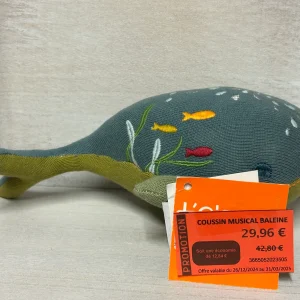 Coussin musicale pour bébé L'oiseau Bateau baleine sable