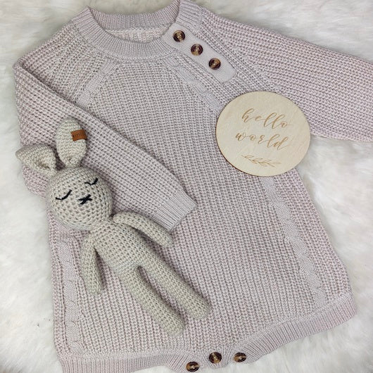 Barboteuse tricot beige – Image 2