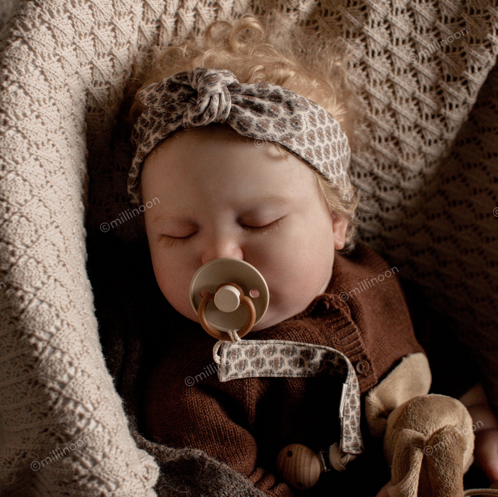 Bandeau maille coton bio fleuri boho – Image 2