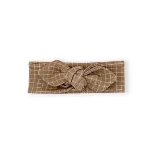 Bandeau maille coton bio carreau marron