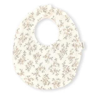 Bavoir gaze bio fleuri écru