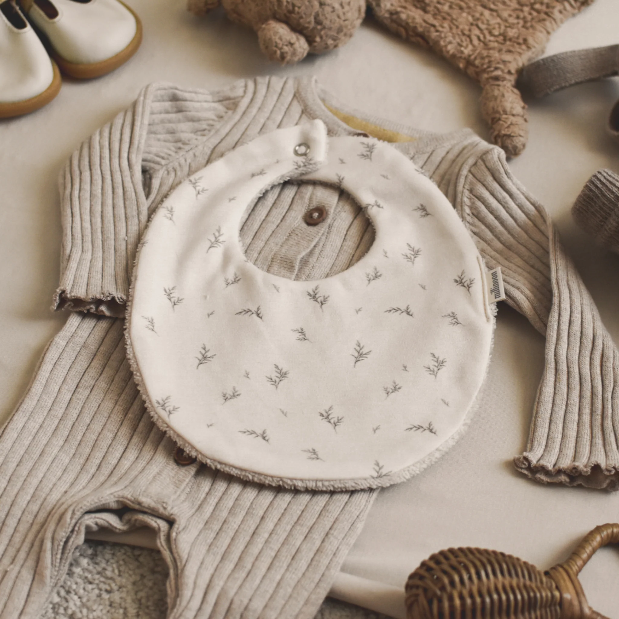 Bavoir maille coton bio branche – Image 3