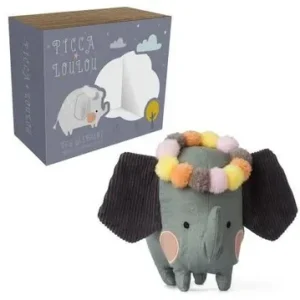 Peluche Picca Loulou Eléphant dans boîte cadeau