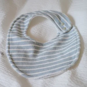 Bavoir en ratine de velours | Rayé bleu