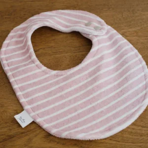 Bavoir en ratine de velours | Rayé rose