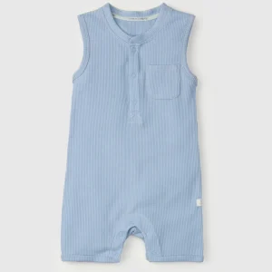 Barboteuse gaufrée | Bleu brouillard